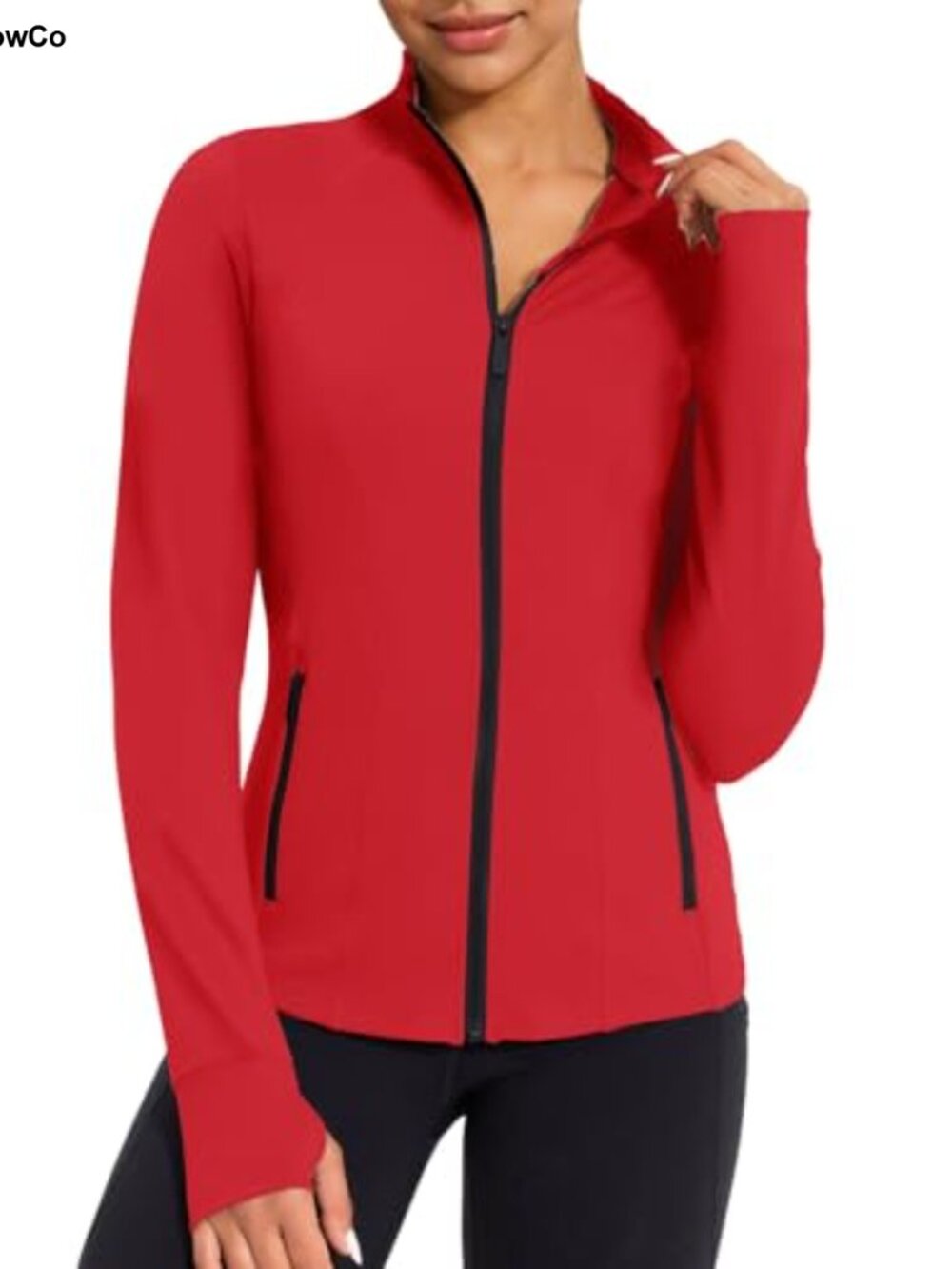 Cropped Athletic Zip Up Jacket with Pockets for Women Workout